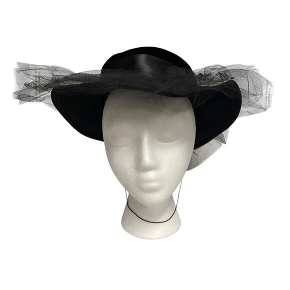 Vintage Plaza Suite Betmar Black Velvet Sequin Mesh Wide Brim Hat main image 8